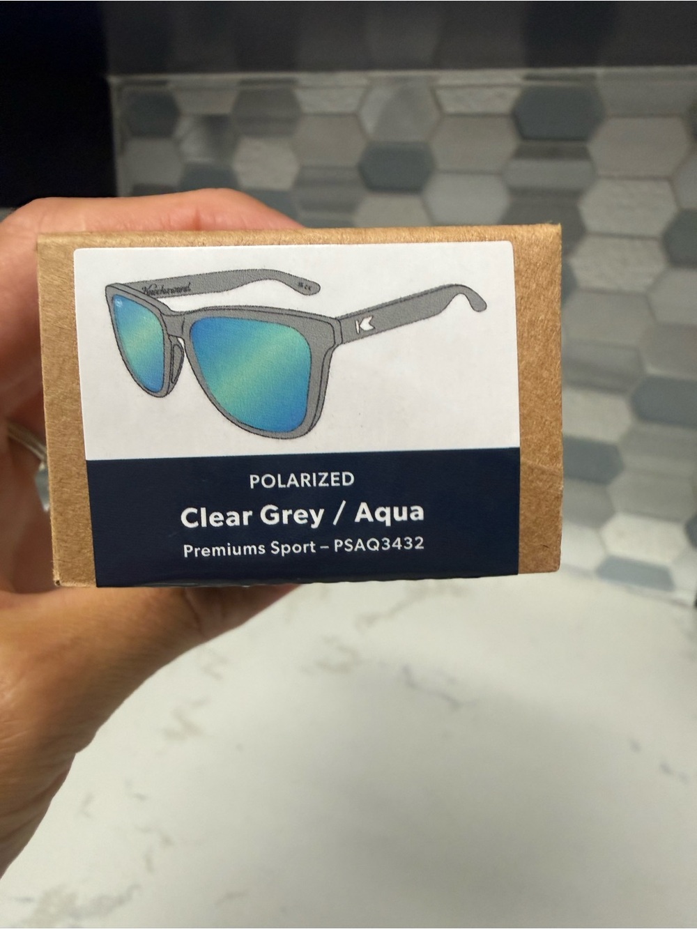 Men’s Polarized Sunglasses - Clear Grey Frame with Aqua Lenses